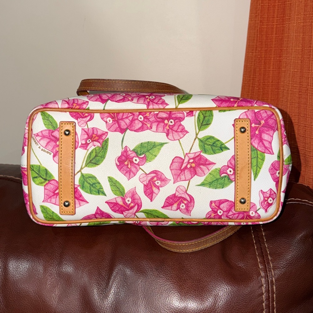 SOLD🔥🔥🔥Dooney & Bourke Pink Floral Zip Top Tote Shoulder Bag - Picture 5 of 14